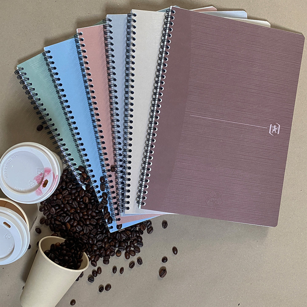 Oxford My Rec'Up Assorted Colours A4 Wirebound notebooks, 180 Pages, Ruled, Pack of 5