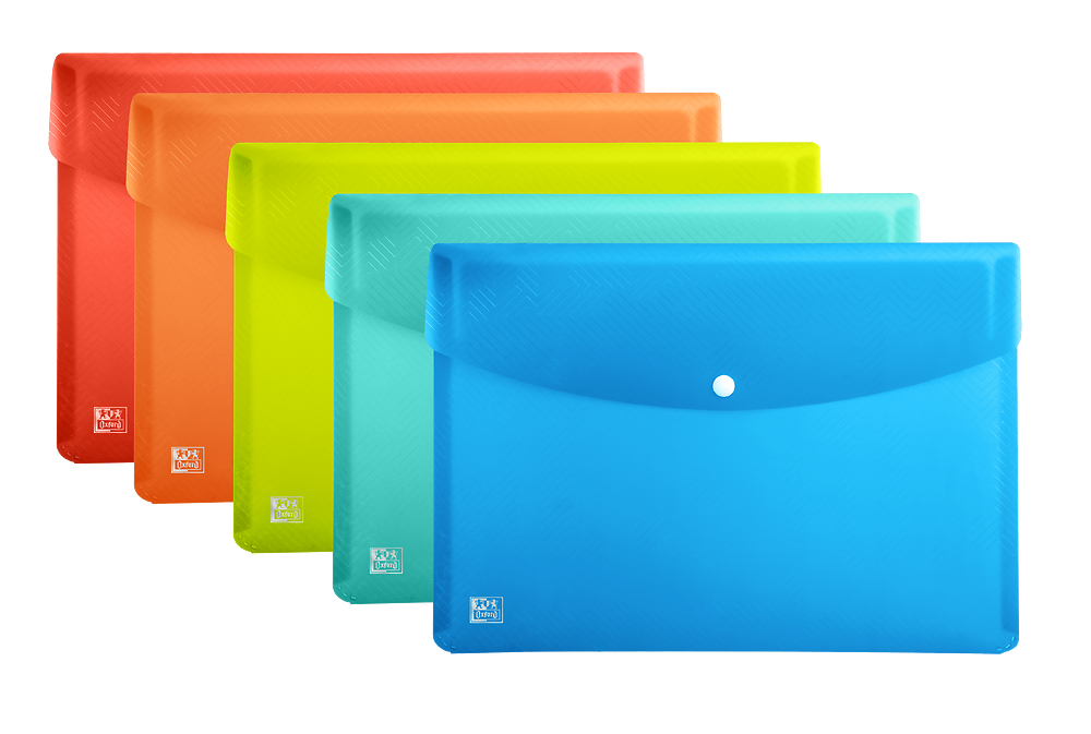 Oxford A4 Popper wallets, Pack 5
