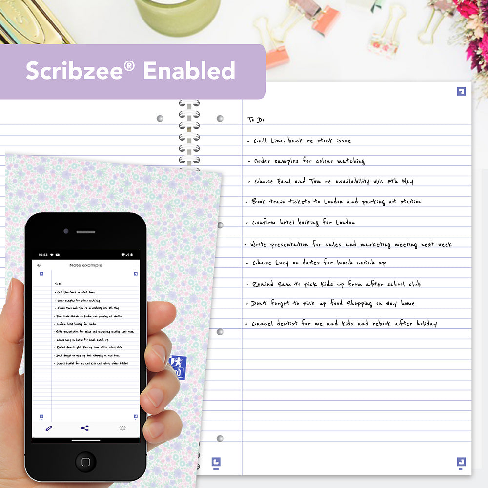 Oxford Liberty Lavender A4 Hard Cover Wirebound Notebook, Ruled with Margin, 140 Pages