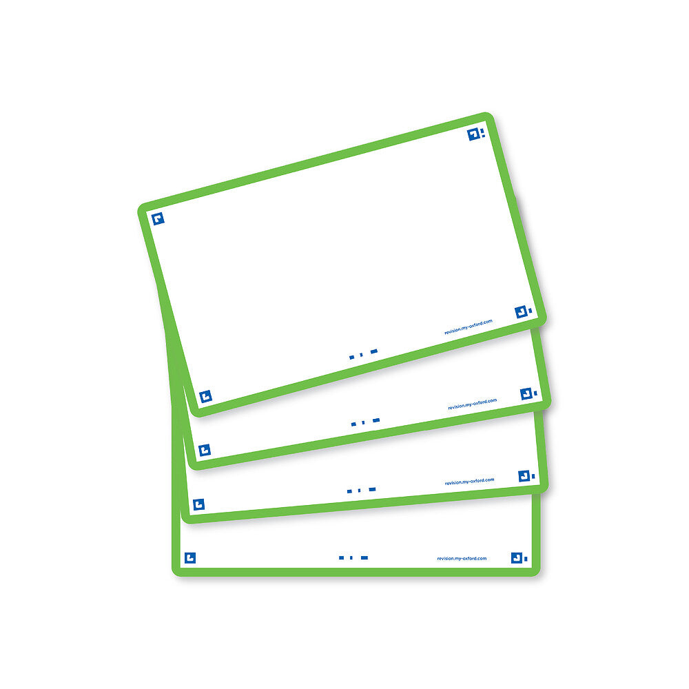 Oxford Green Flash Cards, Blank, 7.5x12.5, Pack of 80