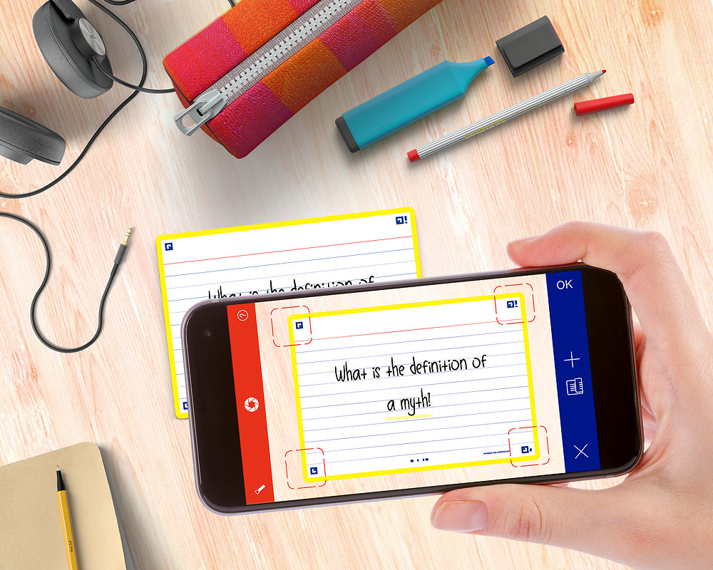 Oxford Flash Cards, Ruled with Yellow frame, A6, pack of 80