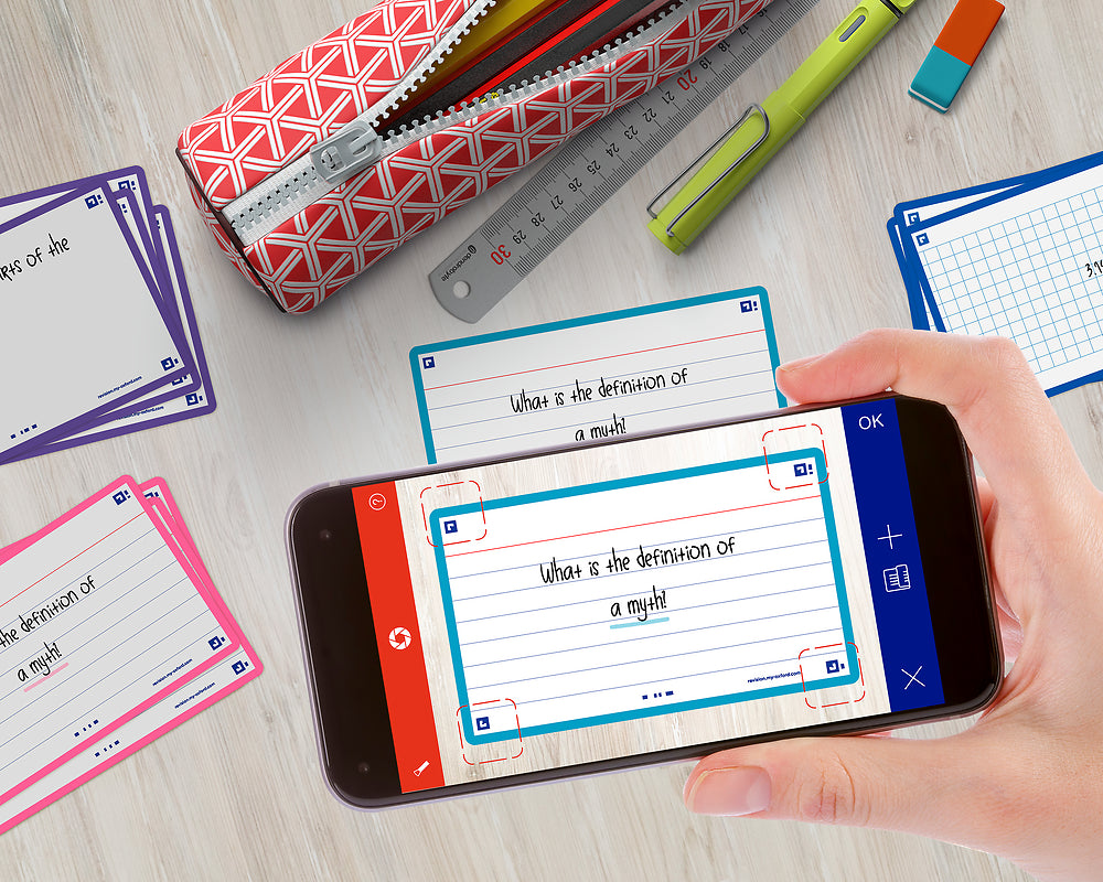 Oxford Flash Cards, Ruled with Aqua frame, 7.5x12.5, pack of 80