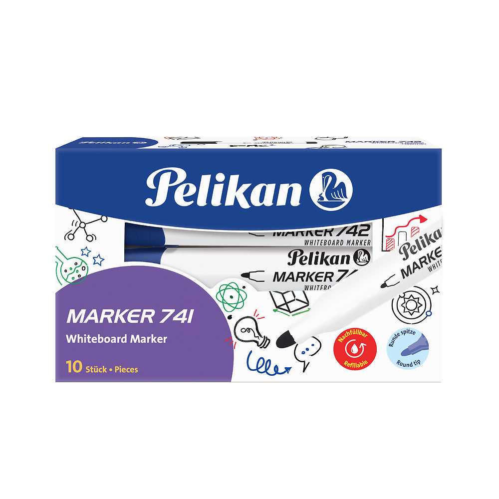 Pelikan Whiteboard Markers, Blue, Pack of 10