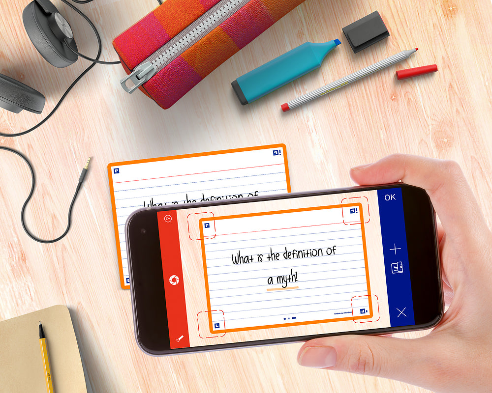 Oxford Flash Cards, Ruled with Orange frame, A6, pack of 80