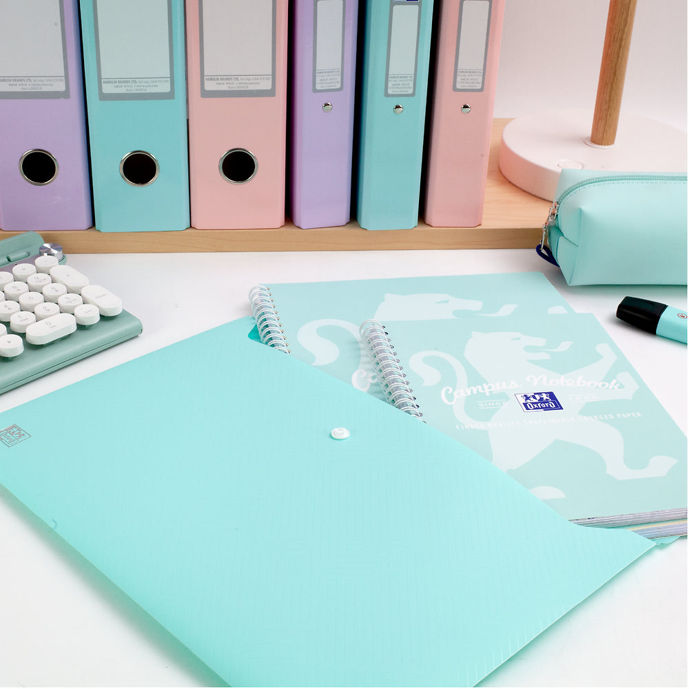 Snap Wallet Oxford Urban A4 PP Assorted Pastel Colours x5