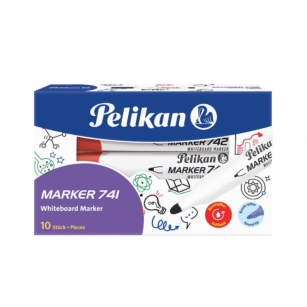 Pelikan Whiteboard Markers, Red, Pack of 10