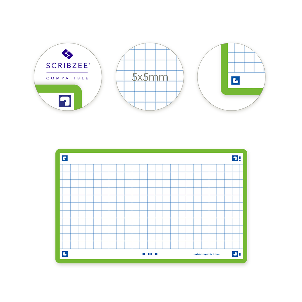 Oxford Green Flash Cards, Squared, 7.5x12.5, Pack of 80