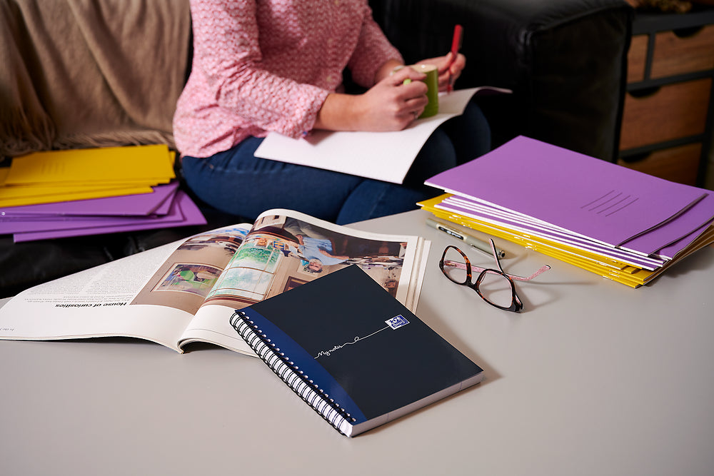 Oxford My Notes A5 Card Cover Wirebound Notebook, Ruled, 200 Page, Navy Blue