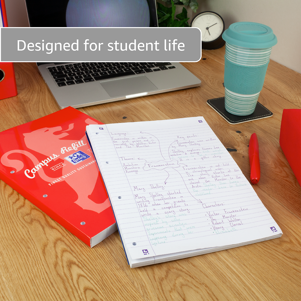Oxford Campus Red A4 Headbound Refill Pad Ruled with Margin 140 Pages