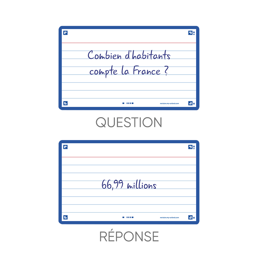 Oxford Navy Flash Cards, Ruled, 7.5x12.5cm, Pack of 80