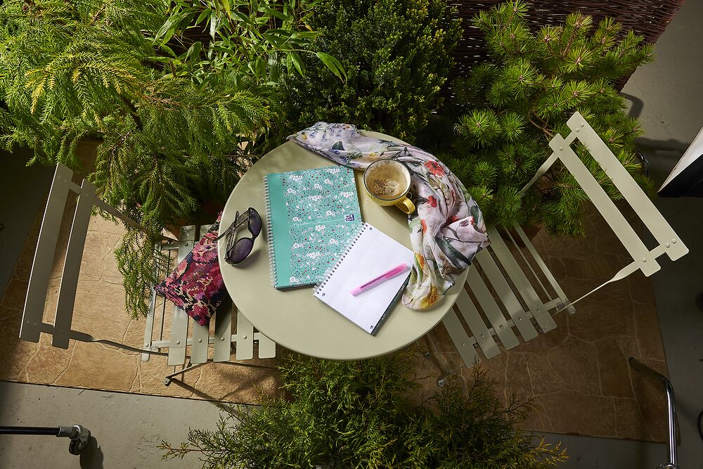 Oxford Floral A5 Hard Cover Wirebound Notebook, Ruled with Margin