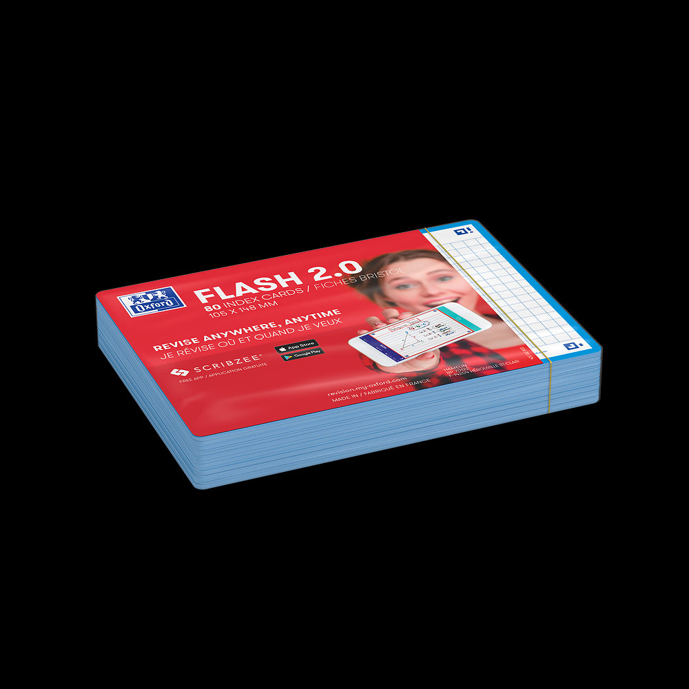 Oxford Flash Cards, Squared with Aqua frame, A6, pack of 80