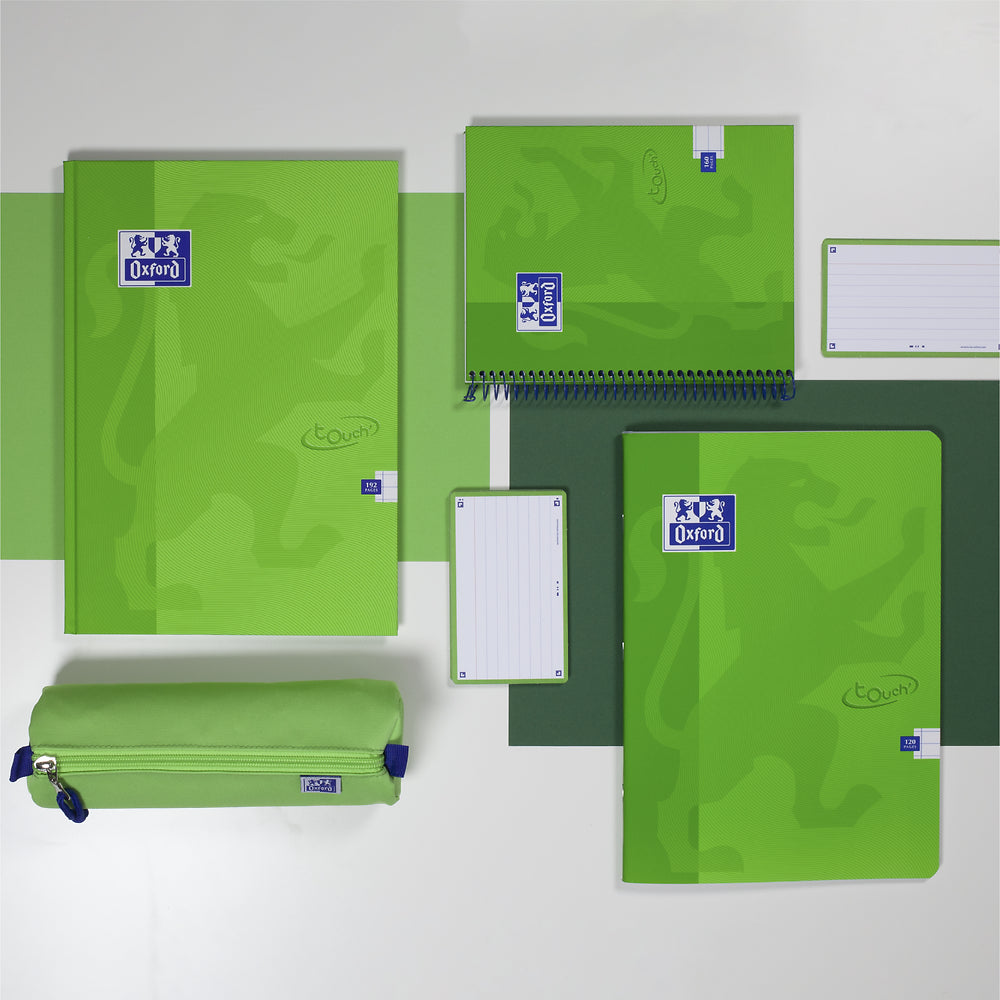 Oxford Touch A4 Hardback Casebound Notebook Ruled with Margin 192 Pages, Bright Green
