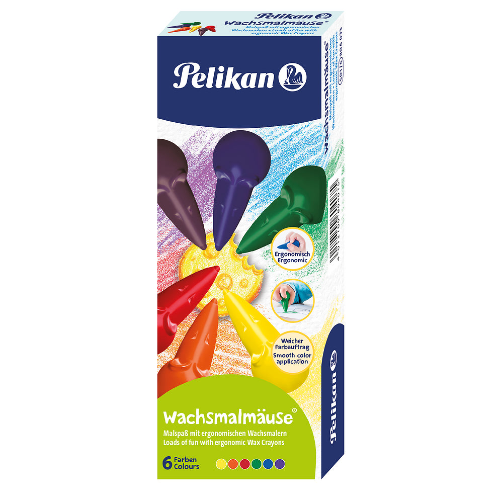 Pelikan Mouse-Shaped Wax Crayons, Pack of 6
