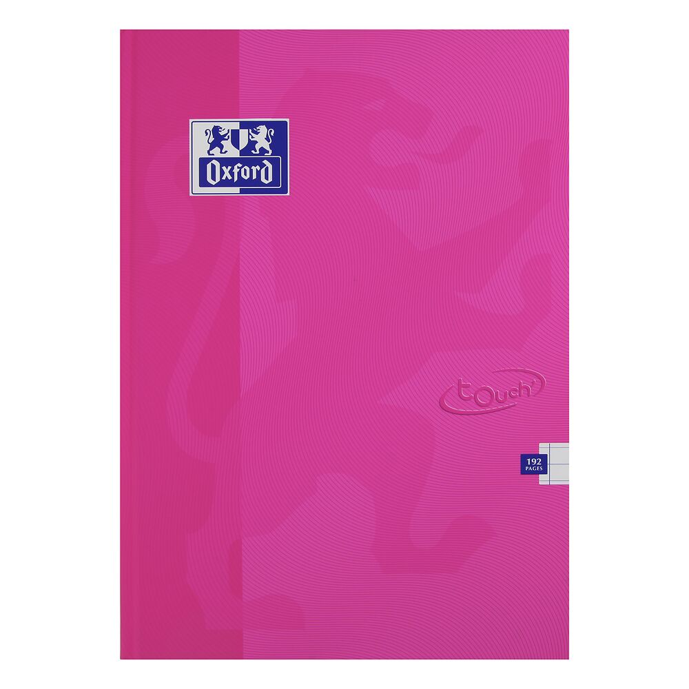 Oxford Touch Bright Pink A4 Hardback Casebound Notebook Ruled with Margin 192 Pages