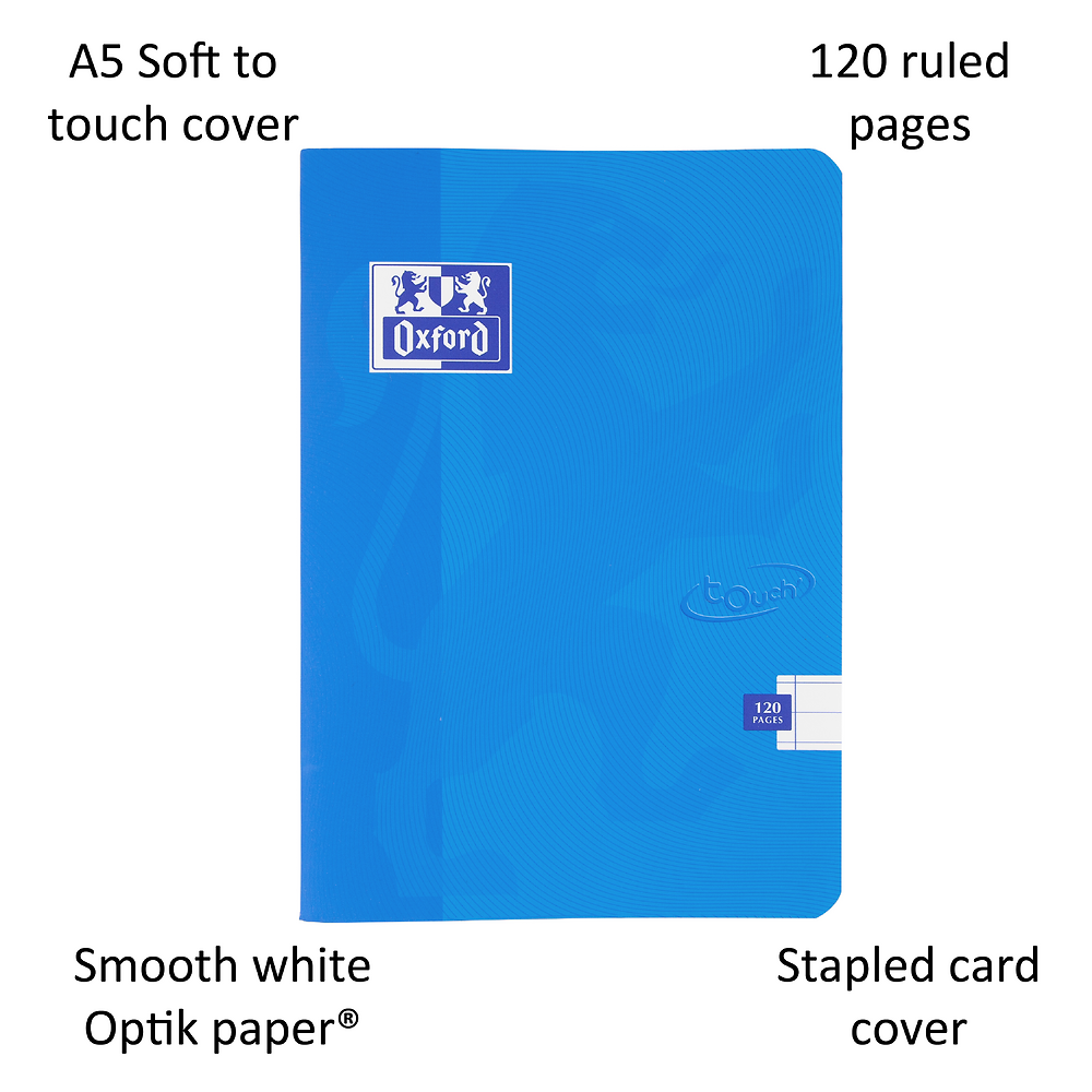 Oxford Touch Aqua A5 Softcover Stapled Notebook, Ruled with 120 Pages