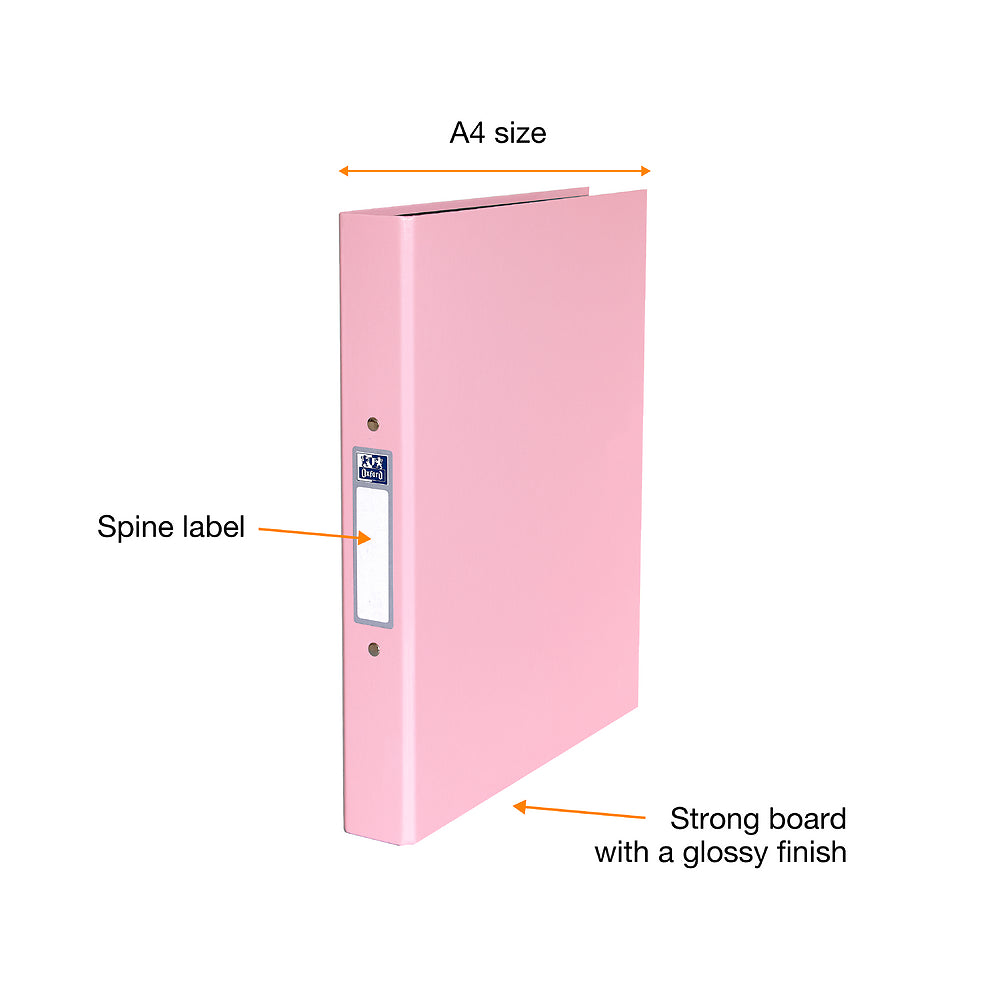 Oxford Ring Binder, 2 ring, Pastel Pink