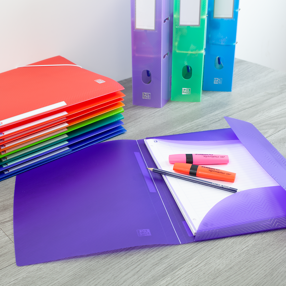 Oxford Urban Elasticated 3-flap folder, A4+, Assorted Translucent, 10 folders