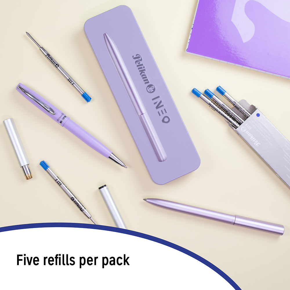 Pelikan Ballpoint Pen 337 Refills, Medium, Blue, Pack of 5