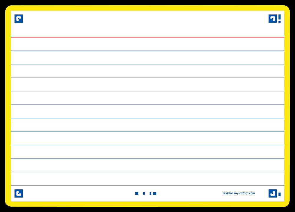 Oxford Flash Cards, Ruled with Yellow frame, A6, pack of 80