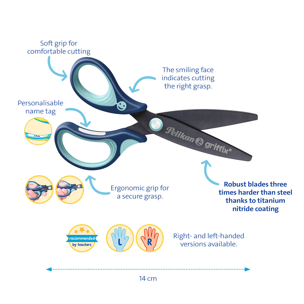 Pelikan Griffix Blue Scissors, Left-Handed