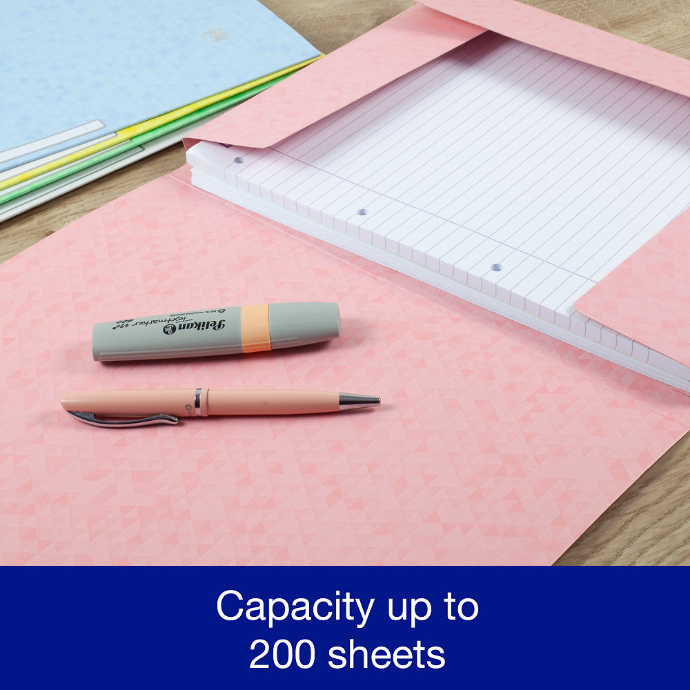 Oxford Top File+ elasticated 3-flap folder, A4, Assorted Pastel, 10 folders