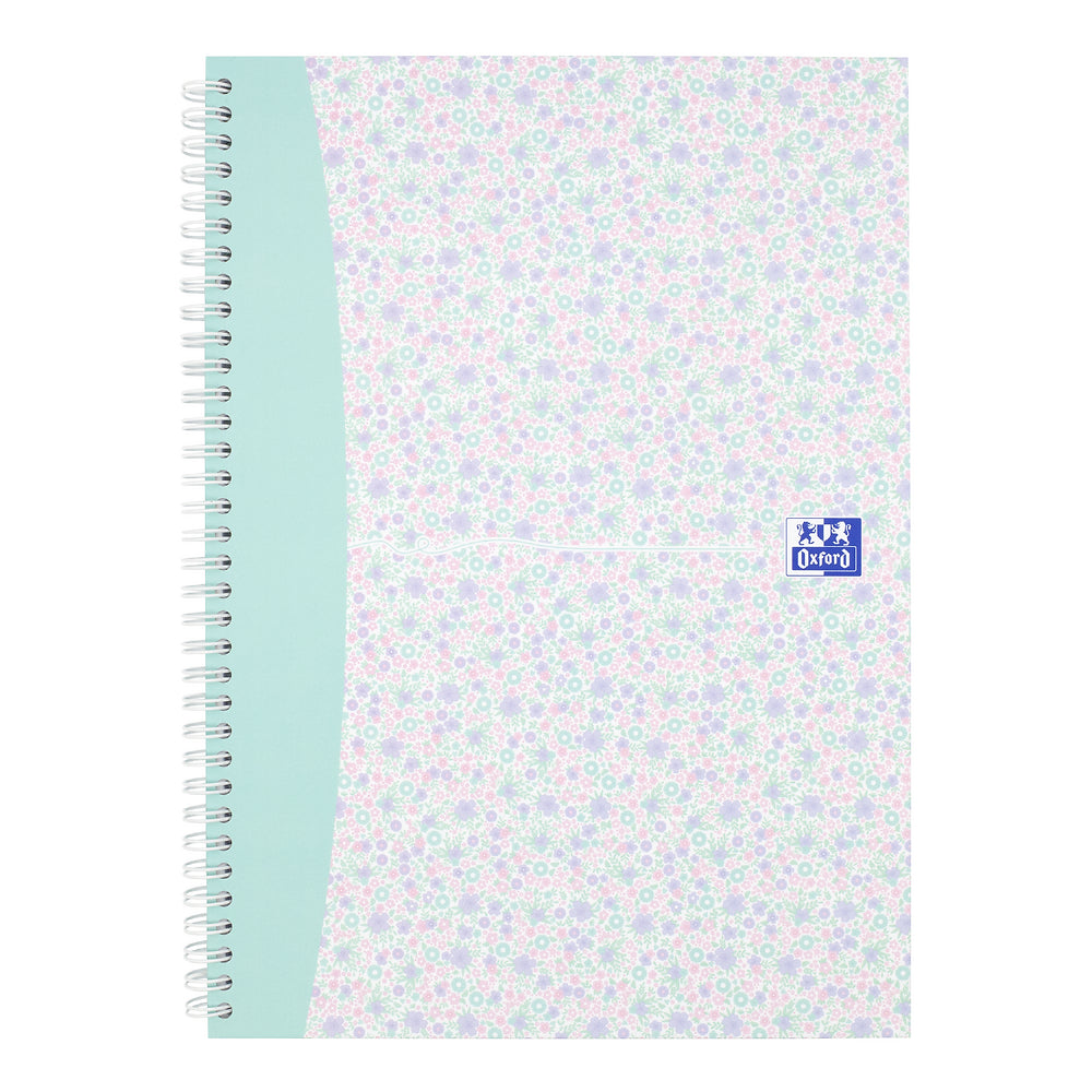 Oxford Liberty Mint Green A4 Hard Cover Wirebound Notebook, Ruled with Margin, 140 Pages