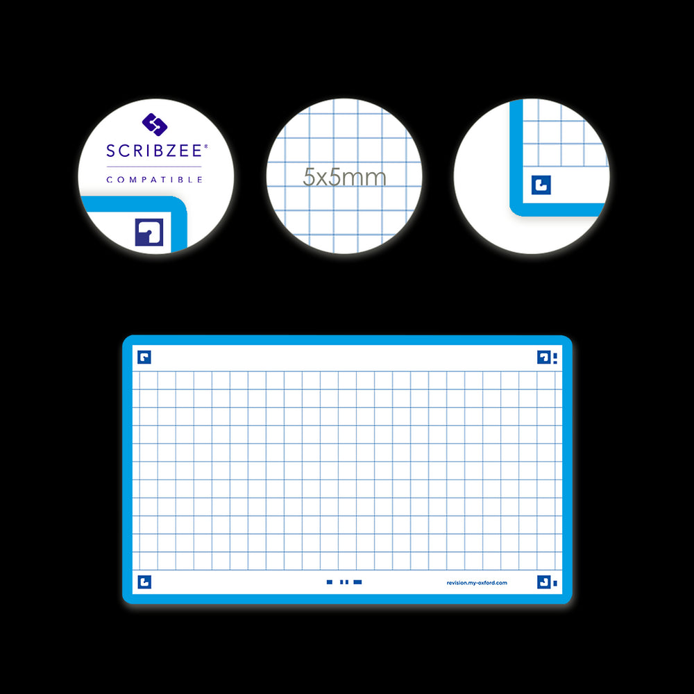 Oxford Flash Cards, Squared with Aqua frame, 7.5x12.5, pack of 80