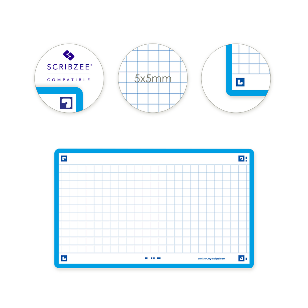 Oxford Aqua Flash Cards, Squared, 7.5x12.5, Pack of 80