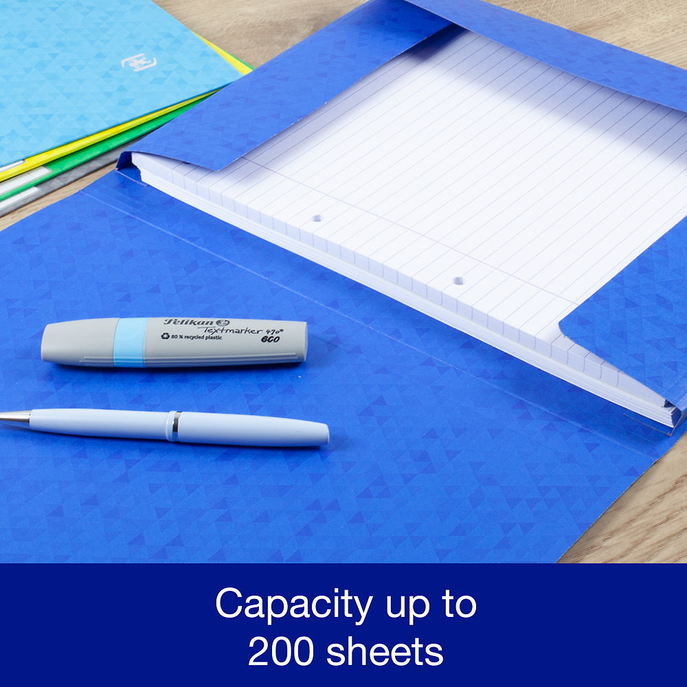 Oxford Top File+ Elasticated 3-flap Folder, A4, Assorted, 10 folders