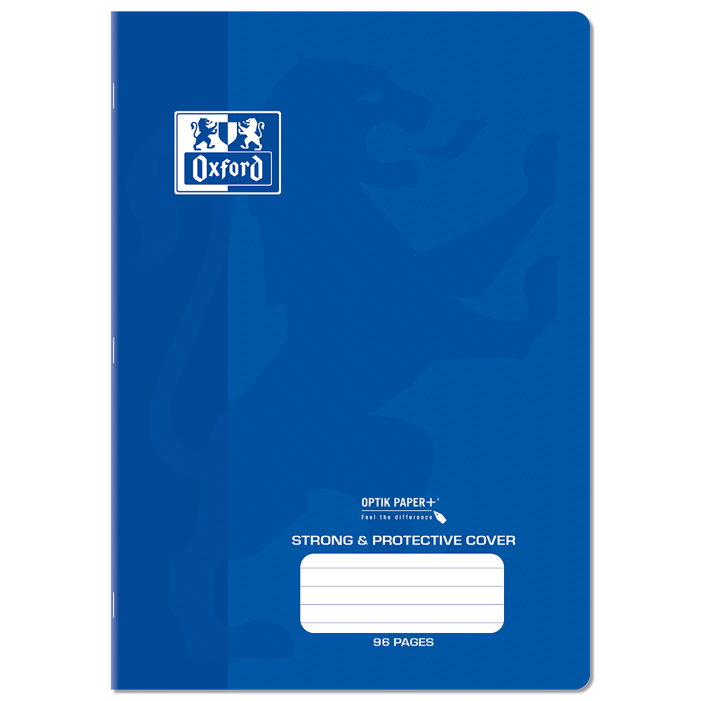 Oxford A4 Exercise Book, Blue PP Cover, 8mm Ruled & Margin, 96 Pages