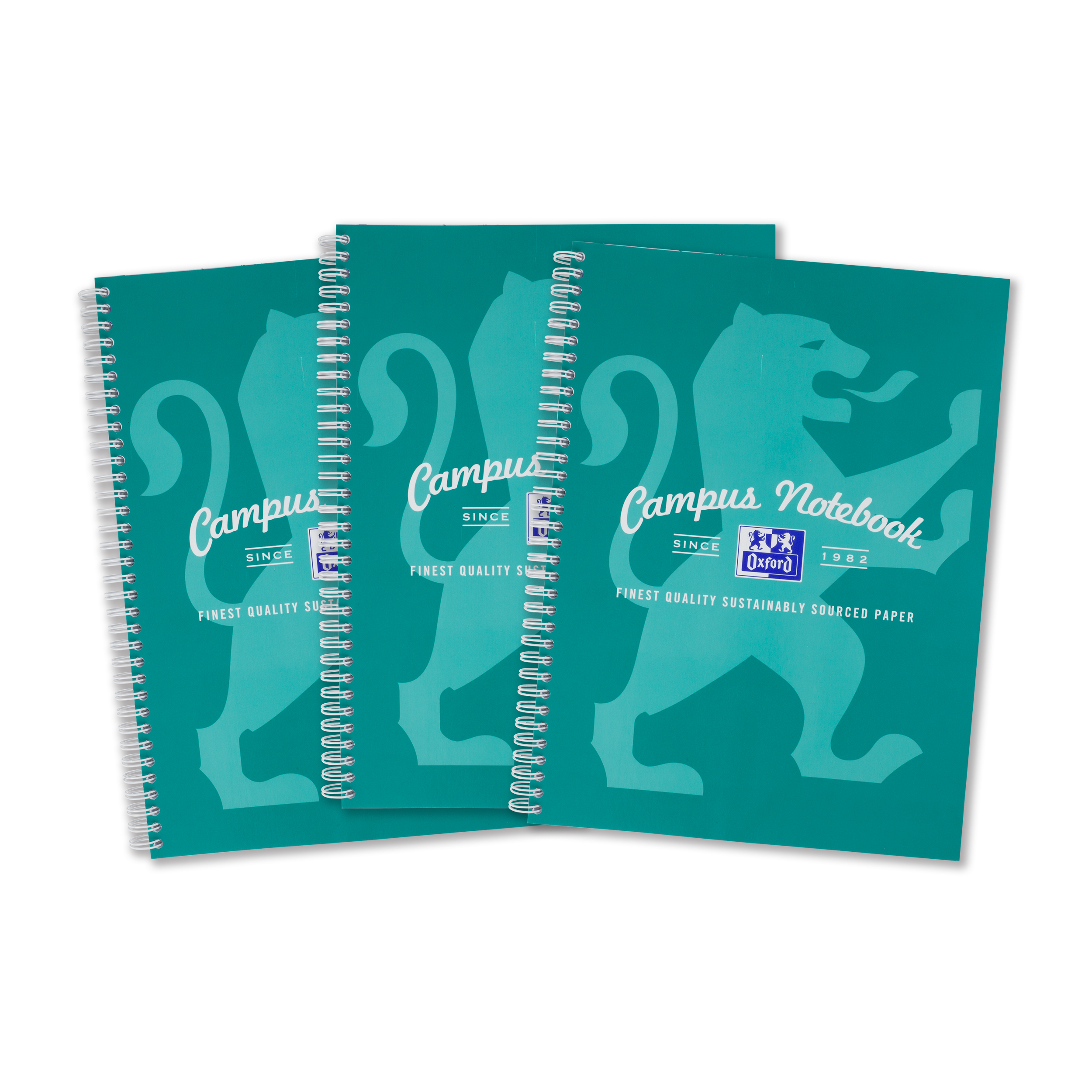 Oxford Campus Green A4+ Wirebound, Ruled, Notebooks, Pack of 3