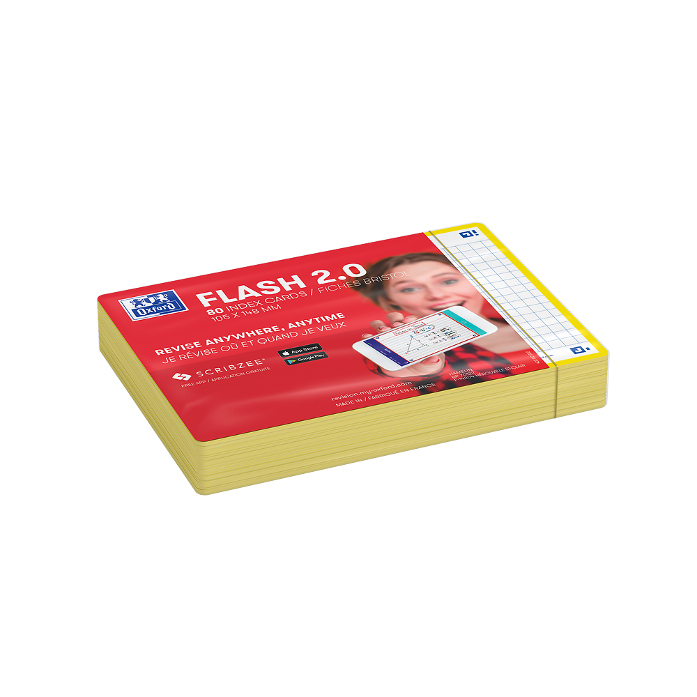 Oxford Yellow Flash Cards, Squared, A6, Pack of 80