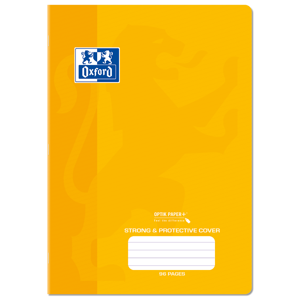 Oxford A4 Exercise Book, Yellow PP Cover, 8mm Ruled & Margin, 96 Pages