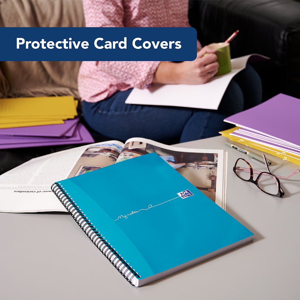 Oxford My Notes Teal A4 Card Cover Wirebound Notebook, Ruled with Margin and Perforated, 200 Pages