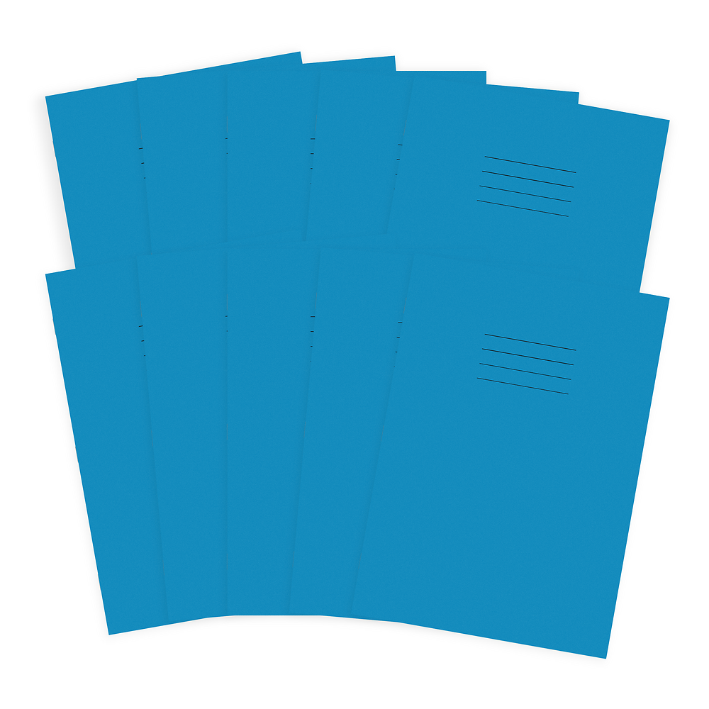 Hamelin A4 Exercise Book Stapled, 10mm Squared, Cream tinted 80 page, Blue - 10 Pack