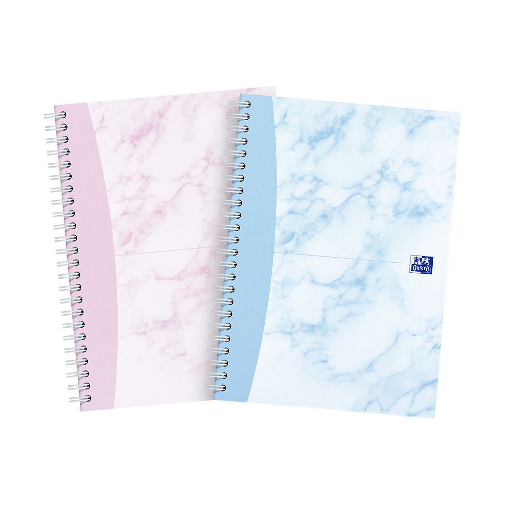 Oxford Marble A5 Hard Cover Wirebound Notebook Twin Pack, Ruled with Margin, 140 Pages, Scribzee Enabled