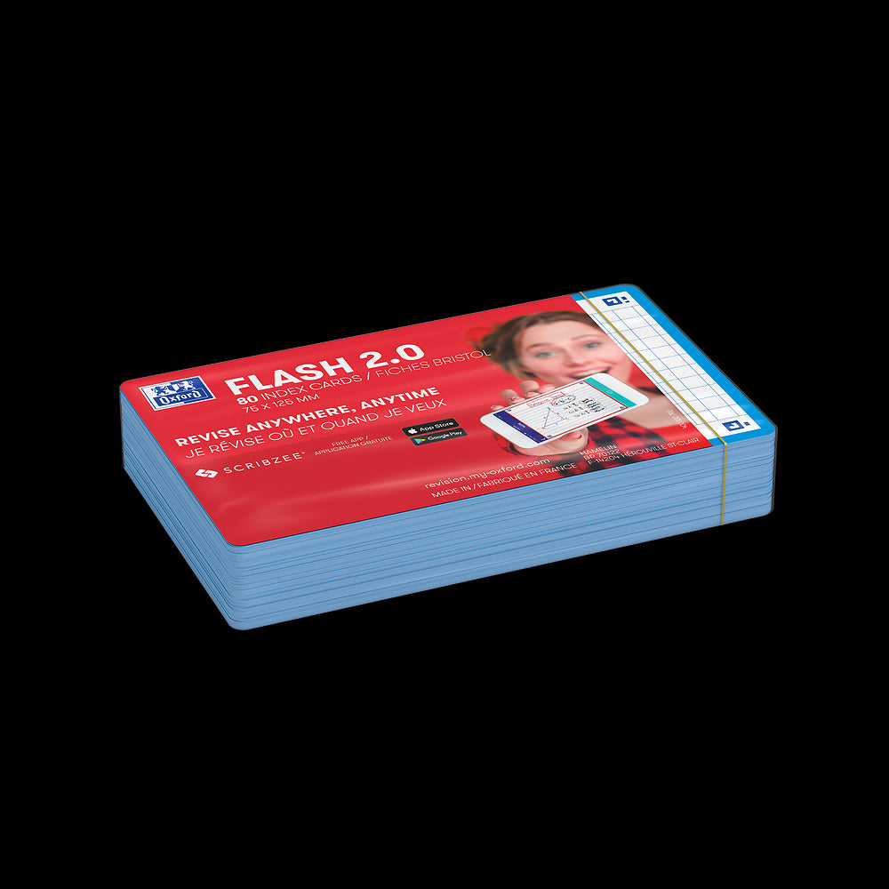 Oxford Flash Cards, Squared with Aqua frame, 7.5x12.5, pack of 80