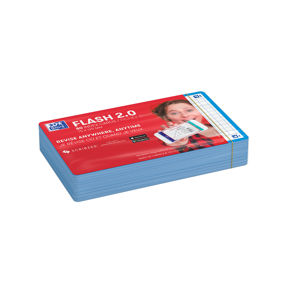 Oxford Aqua Flash Cards, Squared, 7.5x12.5, Pack of 80