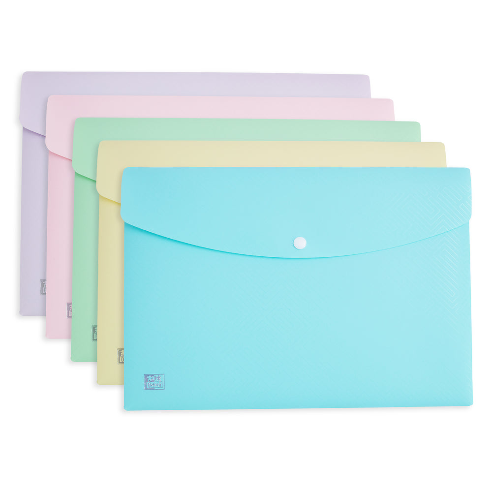 Snap Wallet Oxford Urban A4 PP Assorted Pastel Colours x5