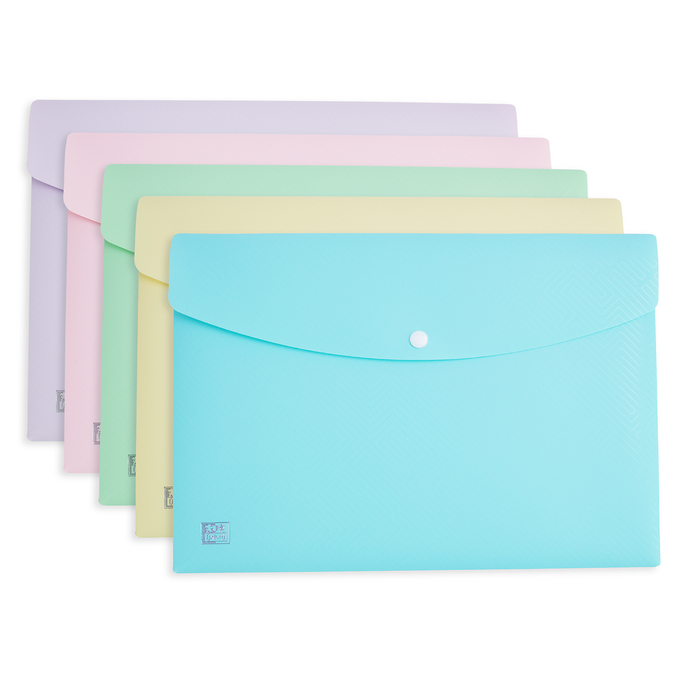 Snap Wallet Oxford Urban A4 PP Assorted Pastel Colours x5