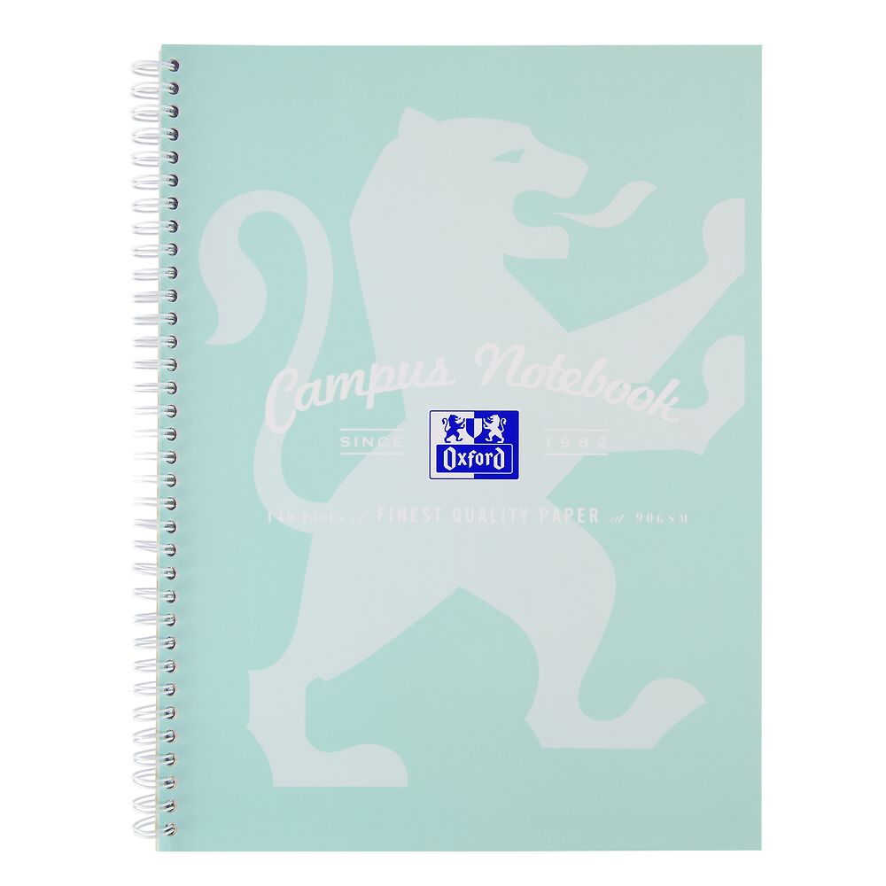 Oxford Campus Pastel Mint Green A4+ Card Cover Wirebound Notebook Ruled with Margin 140 Pages