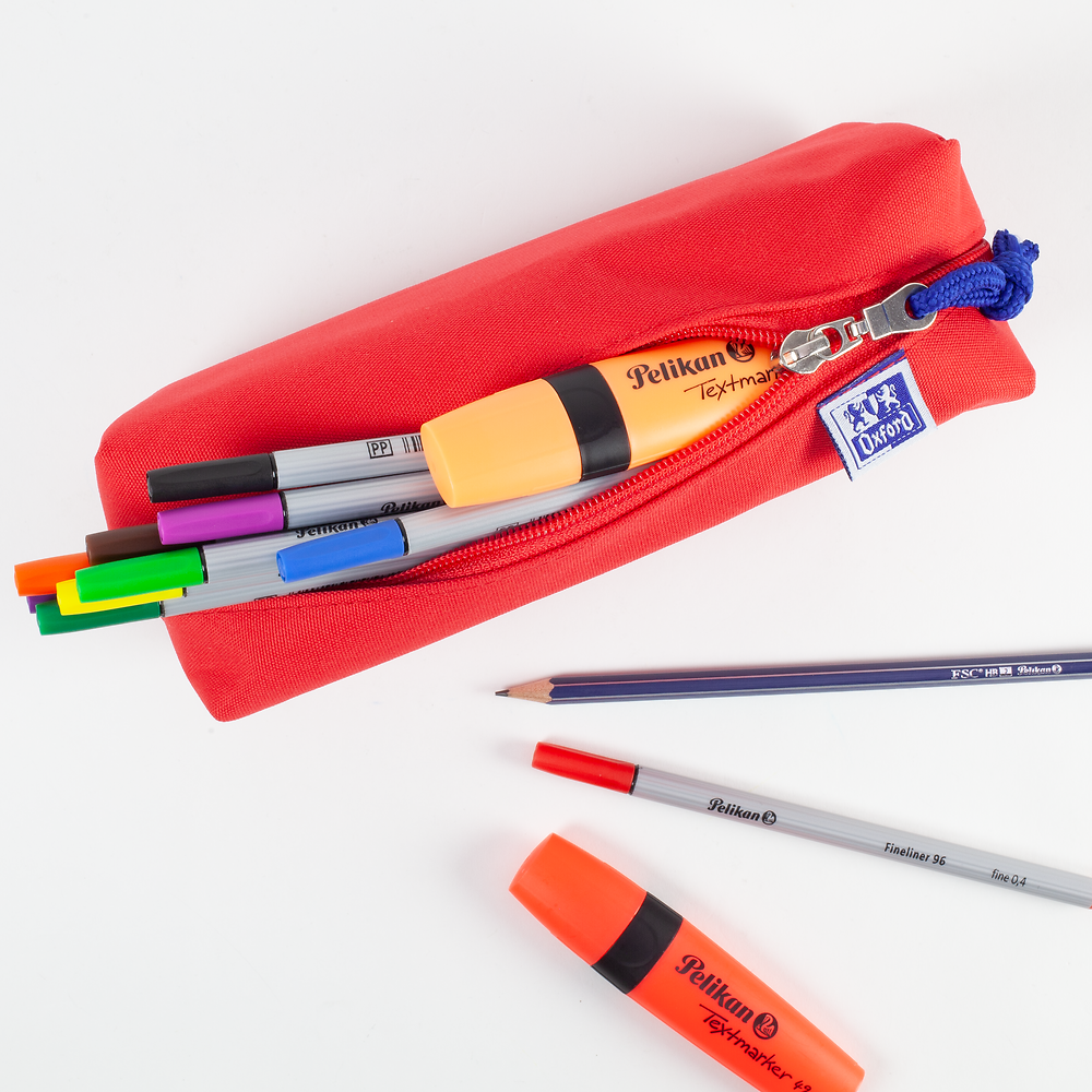 Oxford Red Large Rectangular Pencil Case