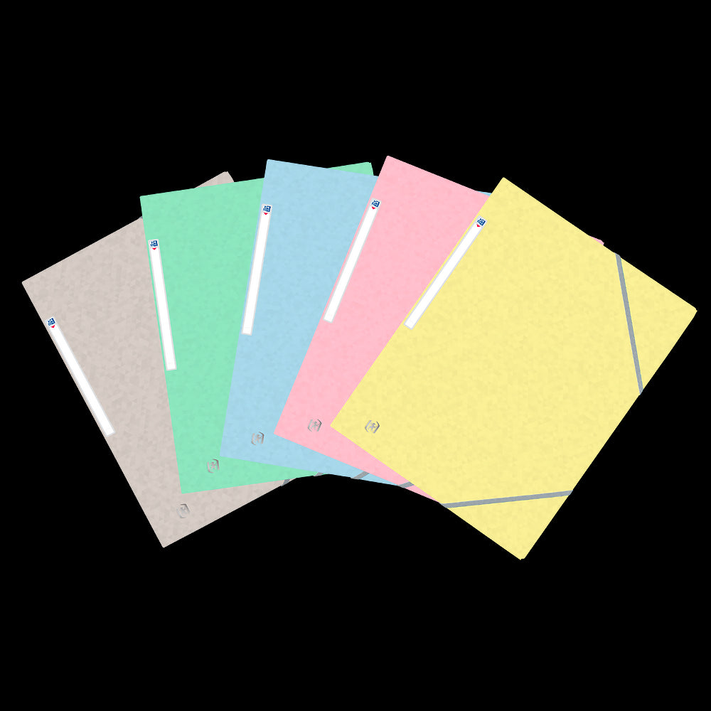 Oxford Top File+ elasticated 3-flap folder, A4, Assorted Pastel, 10 folders