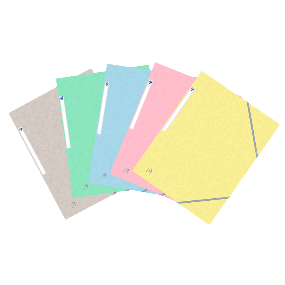 Oxford Top File+ elasticated 3-flap folder, A4, Assorted Pastel, 10 folders
