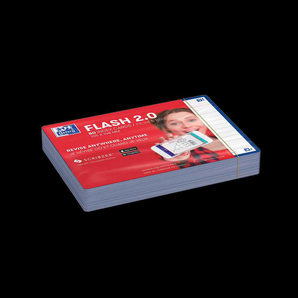 Oxford Flash Cards, Ruled with Navy frame, A6, pack of 80