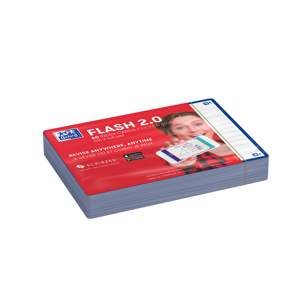 Oxford Navy Flash Cards, Ruled, A6, Pack of 80