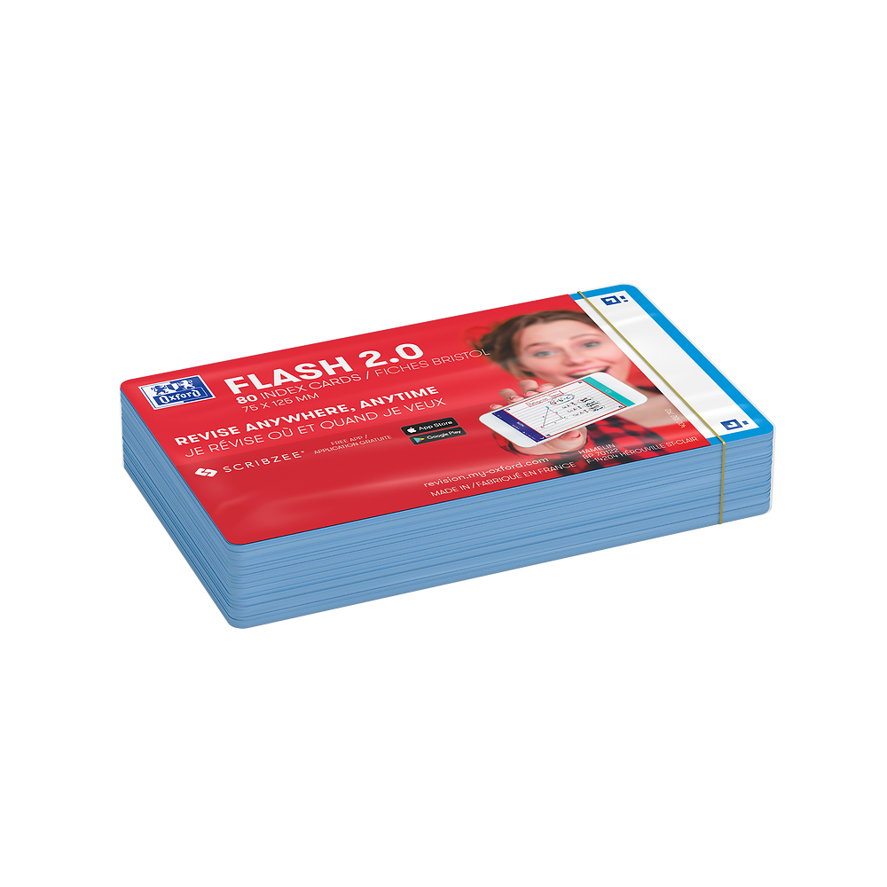 Oxford Aqua Flash Cards, Blank, 7.5x12.5, Pack of 80
