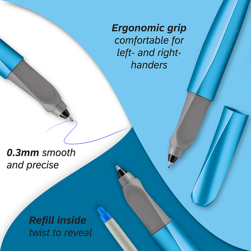 Pelikan Twist Frosted Blue Rollerball Pen