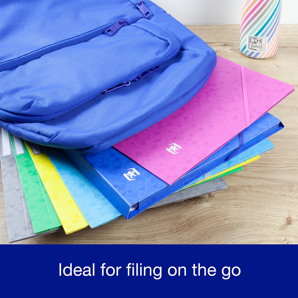 Oxford Top File+ Elasticated 3-flap Folder, A4, Assorted, 10 folders